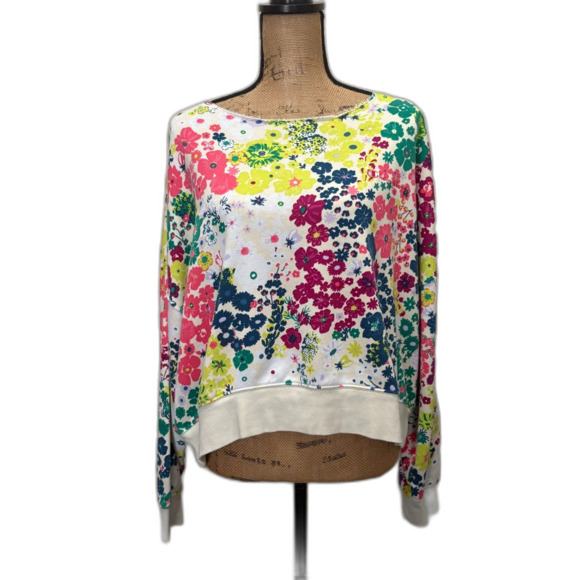Champion Campus Print Sweatshirt White Multicolor Floral French Terry Size XL - Picture 2 of 6
